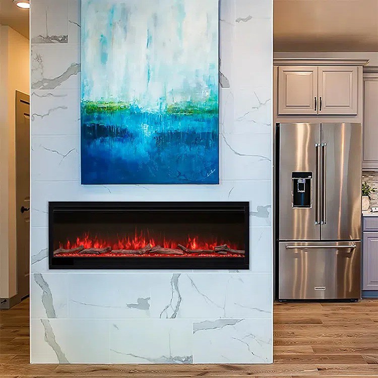 Black Wall Electric Fireplace Built in