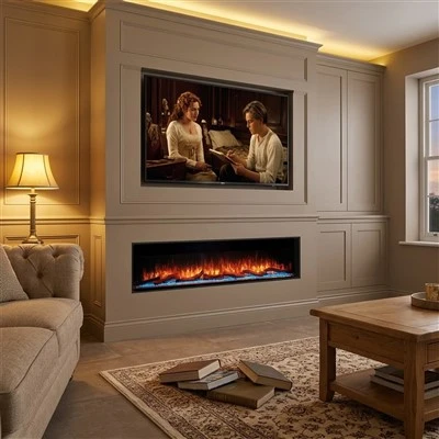 72 Inch Three Sided Electric Fire Heater