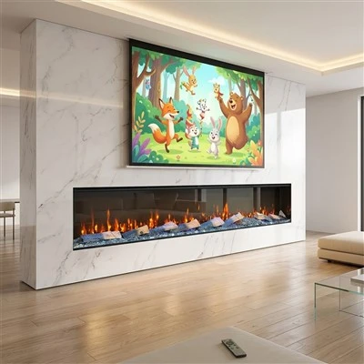 3 Sided Recessed Electric Fireplace 100inch