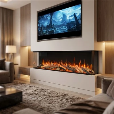 40-100Inch Custom 3-Sided Electric Fireplace WiFi APP