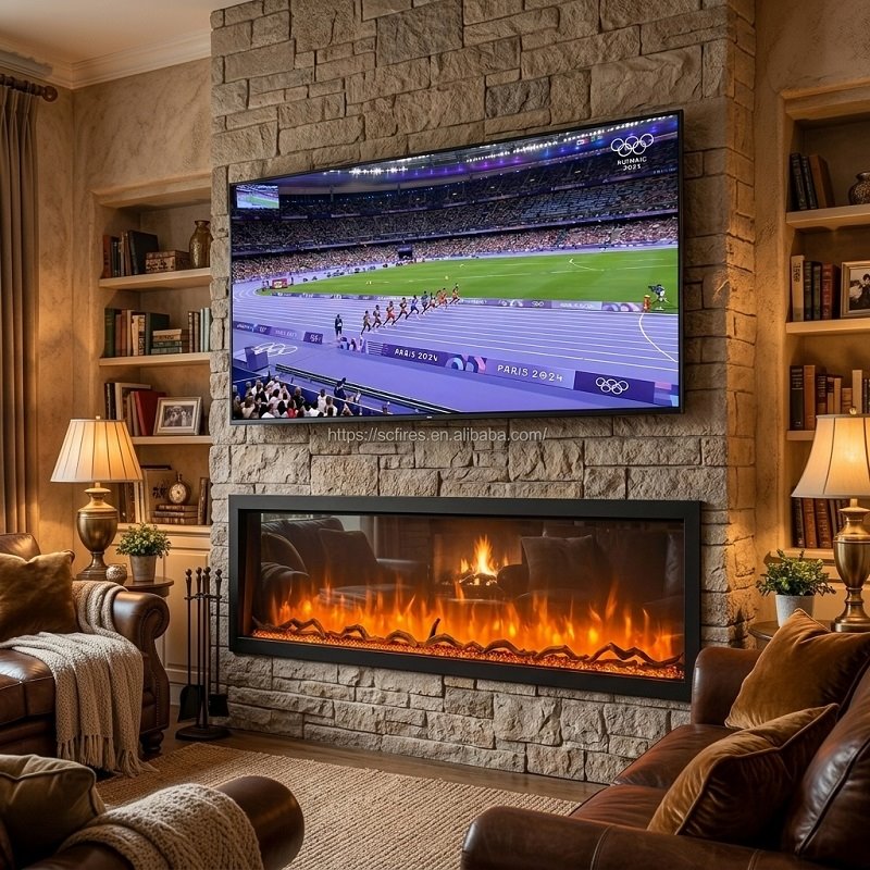 Wall Recessed And Wall Mounted Electric Fireplace 100inch